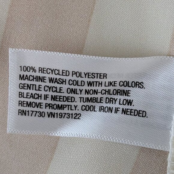 A NEW DAY White/Beige Striped Long Sleeve SATIN Button Top; Size XS - Picture 4 of 4